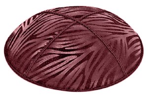 Burgundy Blind Embossed Zebra Kippah without Trim