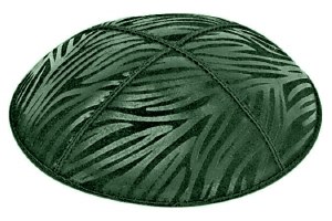 Green Blind Embossed Zebra Kippah without Trim