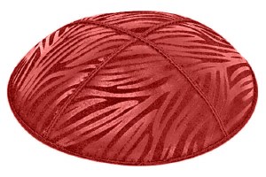 Red Blind Embossed Zebra Kippah without Trim