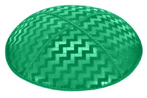Emerald Blind Embossed Zig Zag Kippah without Trim