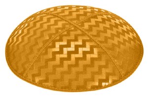 Gold Blind Embossed Zig Zag Kippah without Trim