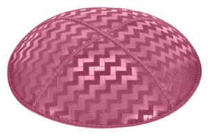 Hot Pink Blind Embossed Zig Zag Kippah without Trim