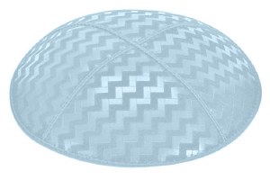 Light Blue Blind Embossed Zig Zag Kippah without Trim
