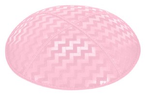 Light Pink Blind Embossed Zig Zag Kippah without Trim
