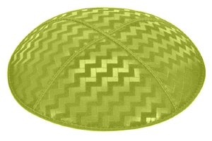 Lime Blind Embossed Zig Zag Kippah without Trim
