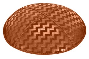 Rust Blind Embossed Zig Zag Kippah without Trim