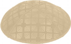 Beige Blind Embossed Kippah without trim