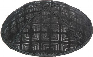 Black Blind Embossed Kippah without trim