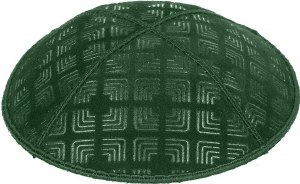Green Blind Embossed Kippah without trim