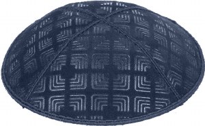 Navy Blind Embossed Kippah without trim