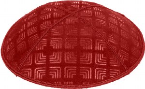 Red Blind Embossed Kippah without trim