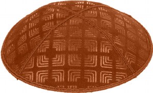 Rust Blind Embossed Kippah without trim