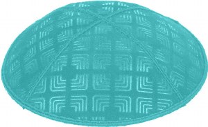 Turquoise Blind Embossed Kippah without trim