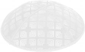 White Blind Embossed Kippah without trim