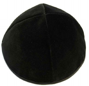 Black Velvet Kippah 4 Part with Rim Size 5