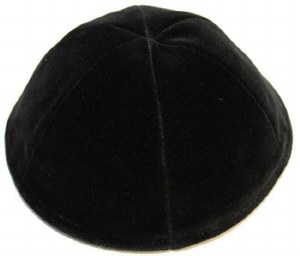 Black Velvet Kippah 6 Part No Rim Size 3