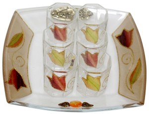 Liquor Set with 6 Glasses And Tray Tulip Colorful