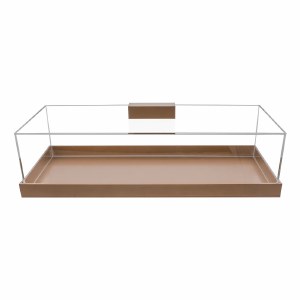Lucite Decorative Container Rectangular Shape Gold Base 15"