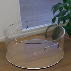 Lucite Wash Bowl Two Handle Cutout Clear Bottom 11.8"