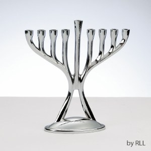 Candle Menorah Mini Modern Silvertone