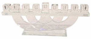 Candle Menorah Clear Colored Crystal on Circles Stand