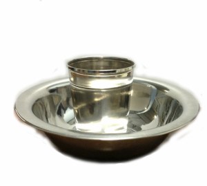 Silverplated Mayim Achronim Cup and Bowl Set Double Rim Design