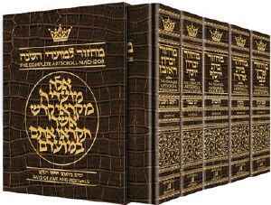 Artscroll Machzorim 5 Volume Slipcased Set Pocket Size Alligator Leather Ashkenaz