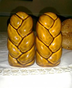 Salt and Pepper Shaker Set Ceramic Challah Shape