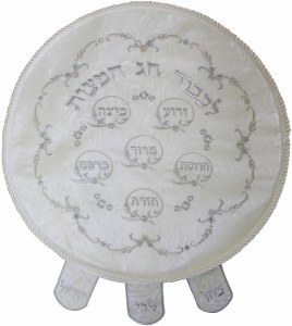 Matzah Cover Brocade Round With Heavy Plastic