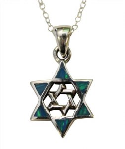 Silver Opal Star Of David Necklace