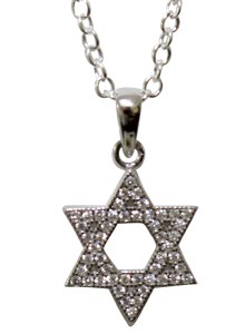 Silver Star of David Necklace with Micro CZ Stones