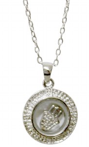 Silver Circle Hamsa Magnetic Necklace #MJB6306