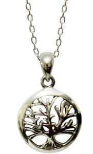 Necklace Silver Tree of Life Round Pendent