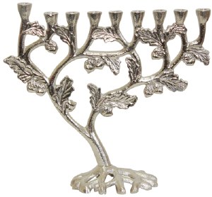 Candle Menorah Nickel Tree Design and Shape 9.5"