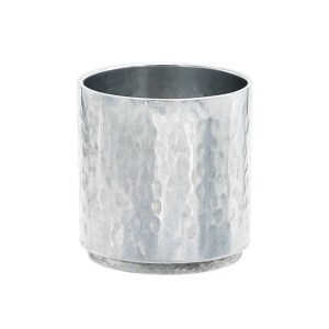 Yair Emanuel Anodized Aluminum Tea Light Single Candle Holder Modular Stackable Hammered Design Silver