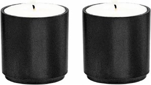 Yair Emanuel Anodized Aluminum Tea Light Single Candle Holder Modular Stackable Black 2 Pack