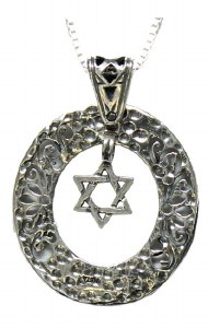 Silver Necklace With Hanging Magen David Pendant #NDN0185-300