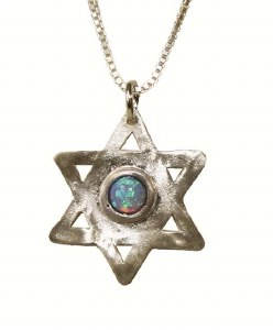 Silver Star Of David With Opal #NDN1131-304