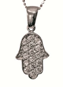 Silver Hamsa With Zircons #NDN5210-344