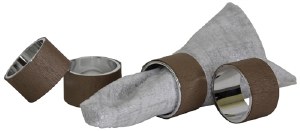 Napkin Rings Vinyl Set of 4 Brown Design