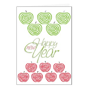 New Year Cards Happy New Year Apples 5-pack