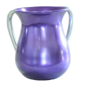 Yair Emanuel Aluminum Cast Wash Cup - Purple with Silver Handles