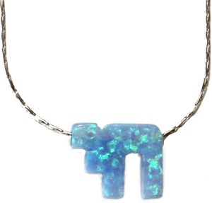 Necklace Silver with Opal Blue Chai #MJJCHBL
