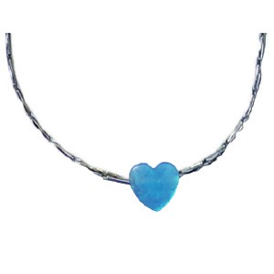 Necklace Silver with Opal Blue Heart #MJJHTBL