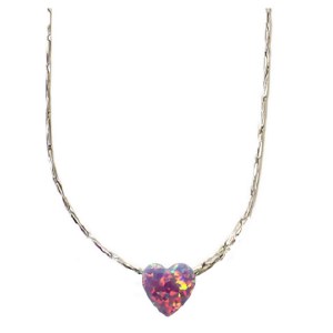 Necklace Silver with Opal Purple Heart #MJJHTPU