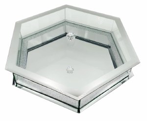 Octagon Glass Matzah Holder Silver 15"