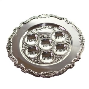 Seder Plate Silver Plated Round Filigree Border Trim Design 13"