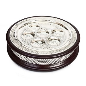 Seder Plate and Matzah Box Wood and Silver Plated 14"