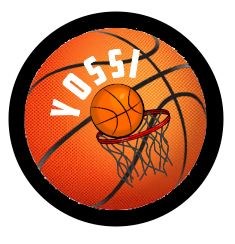 Personalized Applique Orange Basketball Design 2.25"