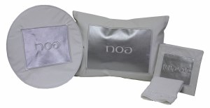 Pesach Set Vinyl 4 Piece White and Silver Square Design